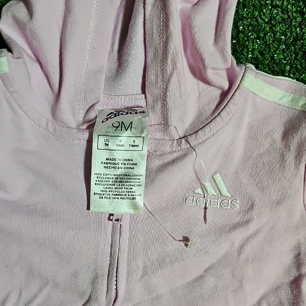 Adidas Kids Light Pink Zip-Up Hoodie - Picture 3 of 6